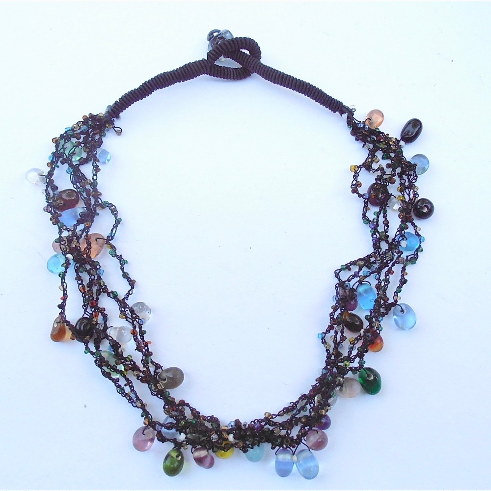 Multi Colored Multi Strand 19” Beaded Necklace - image 1